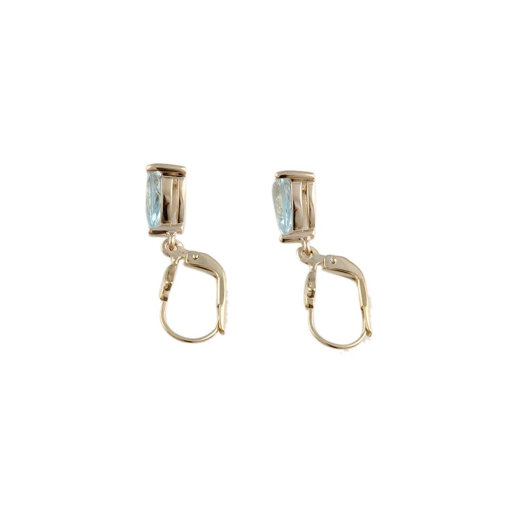 9ct Yellow Gold 1.33ct Pear Aquamarine Drop Earrings