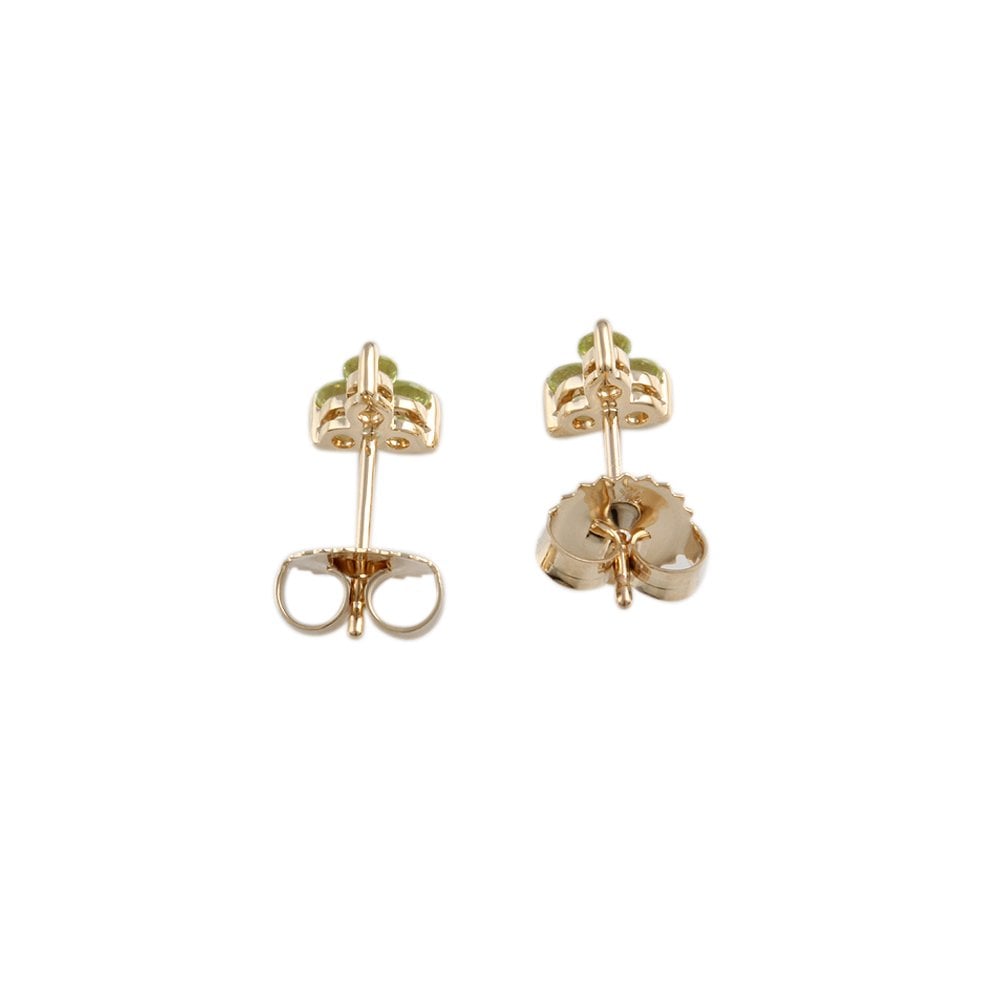 9ct Yellow Gold 0.41ct Round Peridot Three Stone Stud Earrings