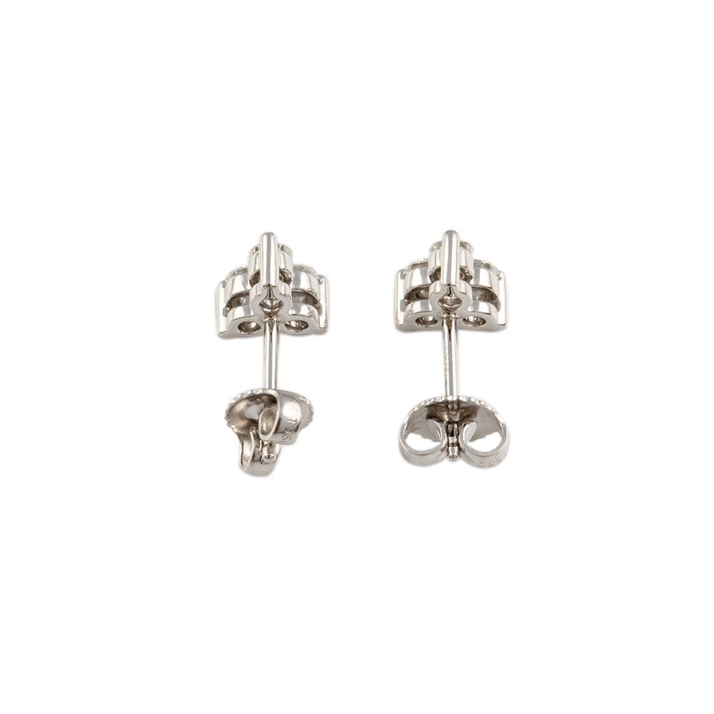 9ct White Gold 0.56ct Round Brilliant Cut Diamond Three Stone Stud Earrings