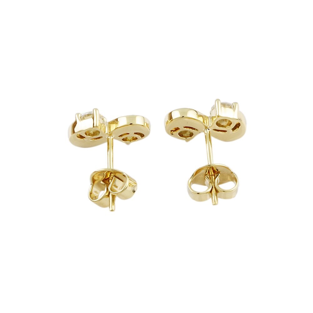 9ct Yellow Gold 0.59ct Round Brilliant Cut Diamond Two Stone Stud Earrings
