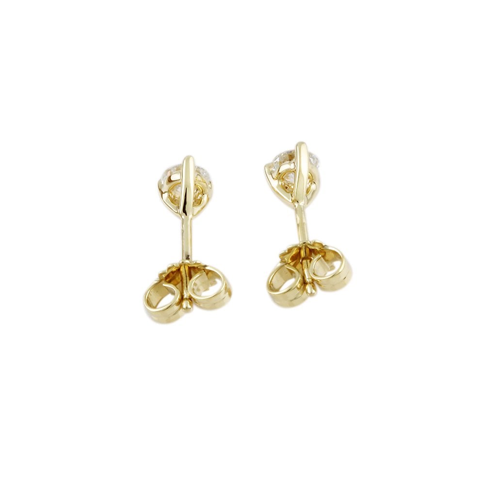 9ct Yellow Gold 0.66ct Round Brilliant Cut Diamond Solitaire Stud Earrings