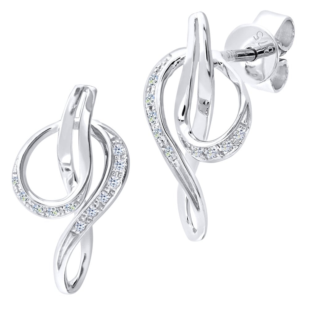 SPARKLD 9ct White Gold 0.07ct Diamond Drop Earrings