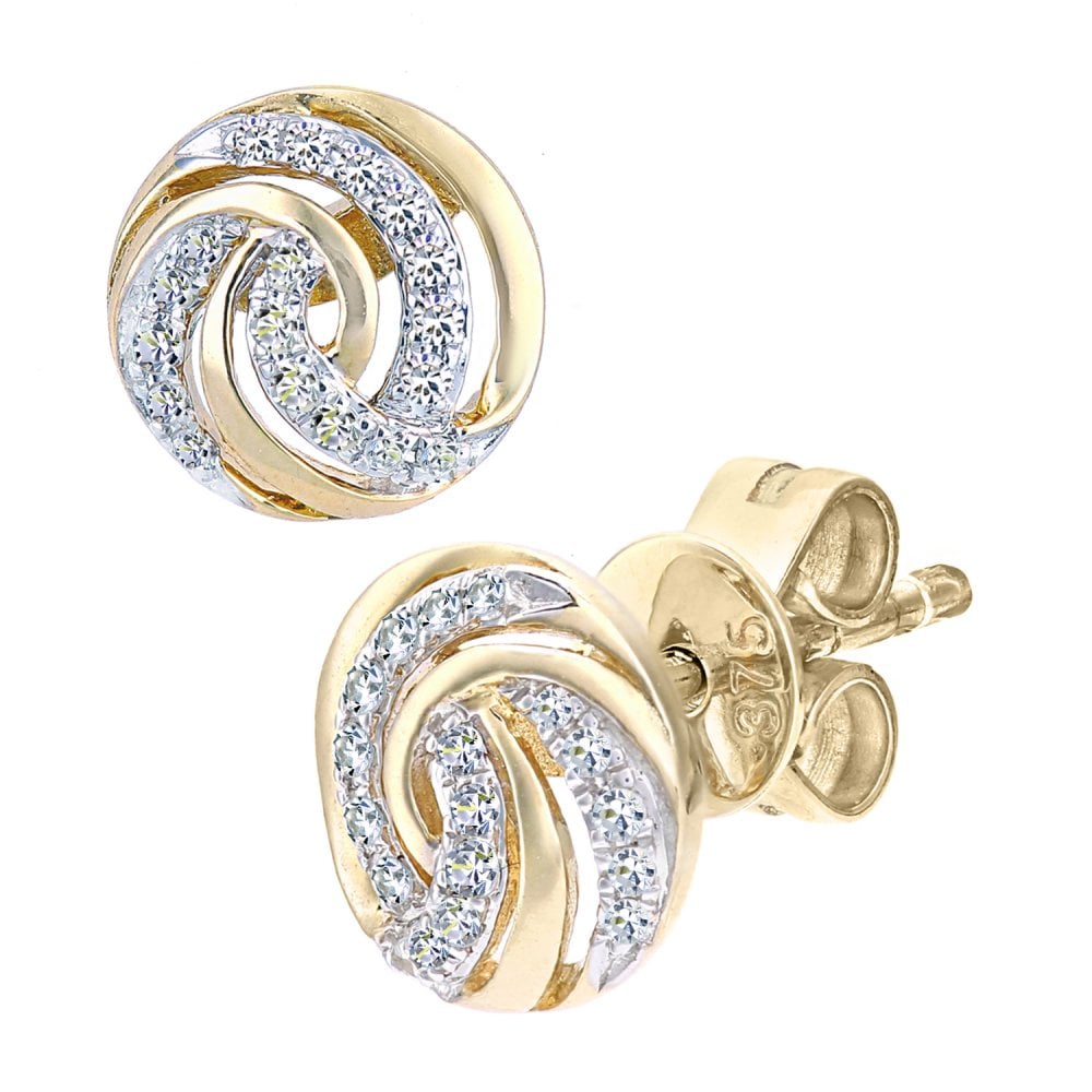 SPARKLD 9ct Yellow Gold 0.08ct Diamond Circle Stud Earrings