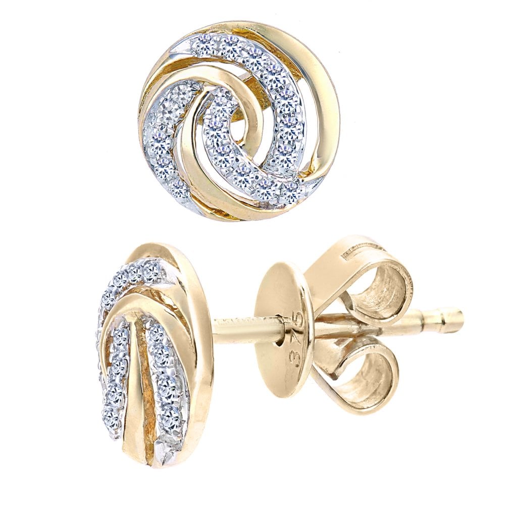 SPARKLD 9ct Yellow Gold 0.08ct Diamond Circle Stud Earrings