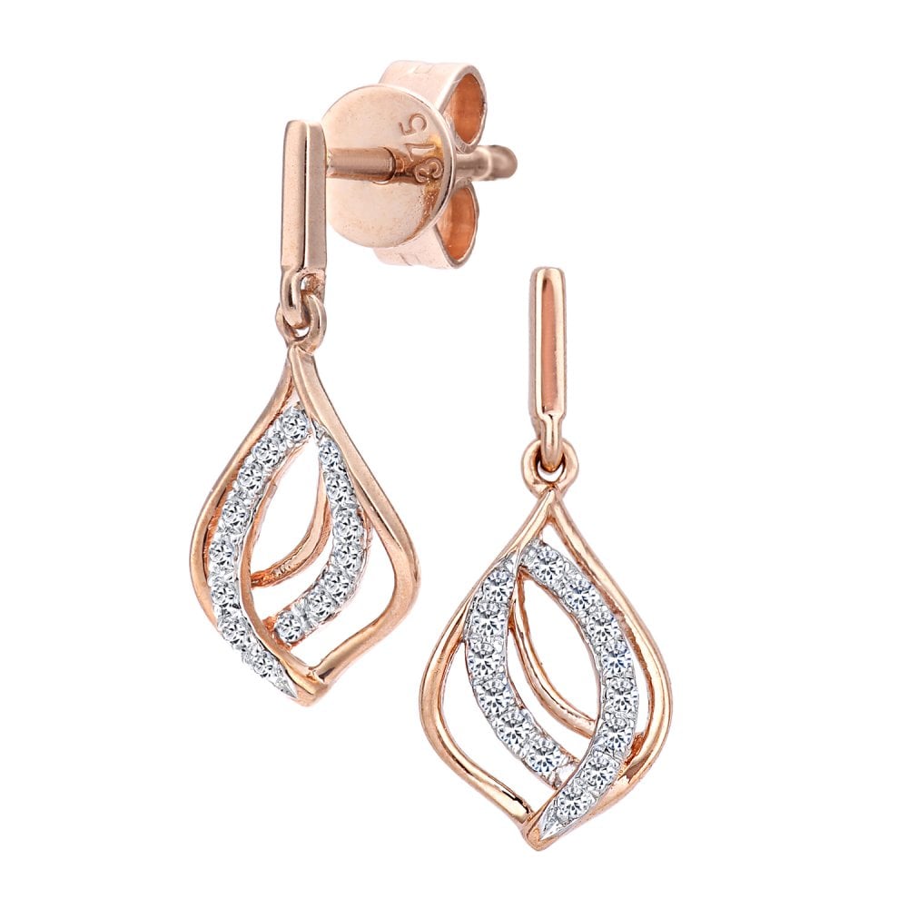 SPARKLD 9ct Rose Gold 0.05ct Diamond Teardrop Earrings