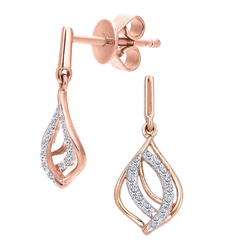 SPARKLD 9ct Rose Gold 0.05ct Diamond Teardrop Earrings
