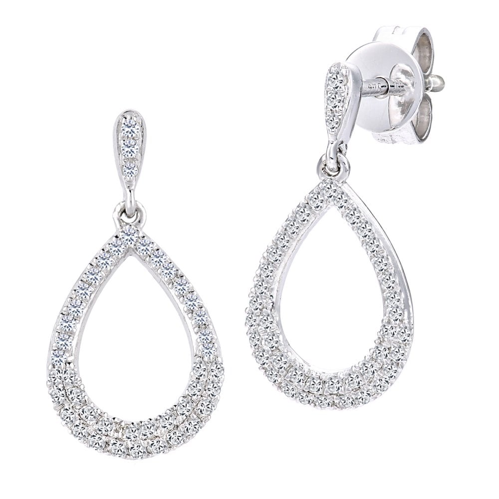 SPARKLD 9ct White Gold 0.20ct Diamond Teardrop Earrings