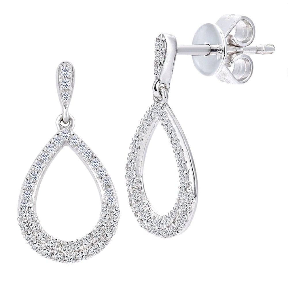 SPARKLD 9ct White Gold 0.20ct Diamond Teardrop Earrings