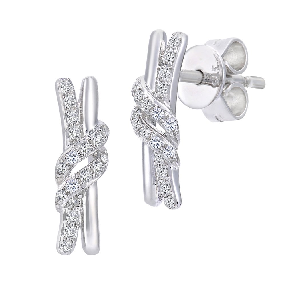 SPARKLD 9ct White Gold 0.10ct Diamond Kiss Stud Earrings