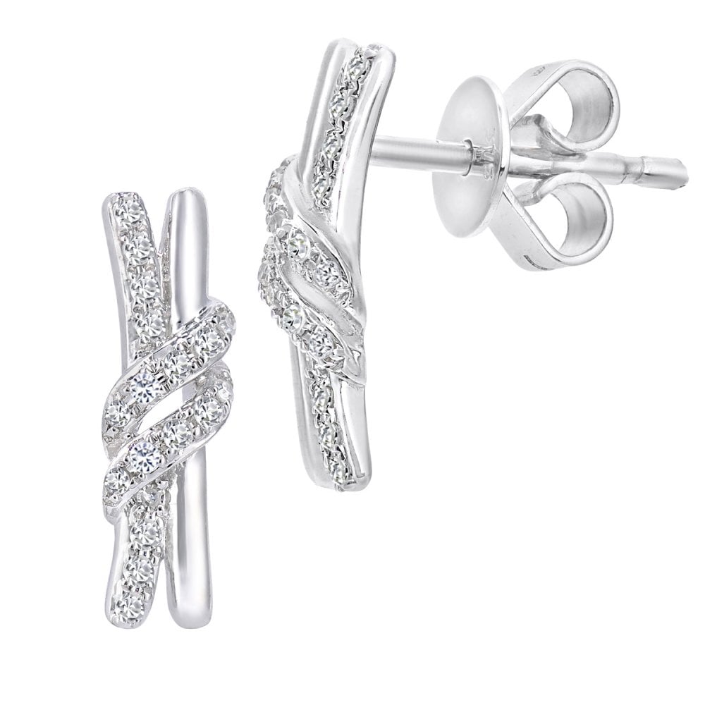SPARKLD 9ct White Gold 0.10ct Diamond Kiss Stud Earrings
