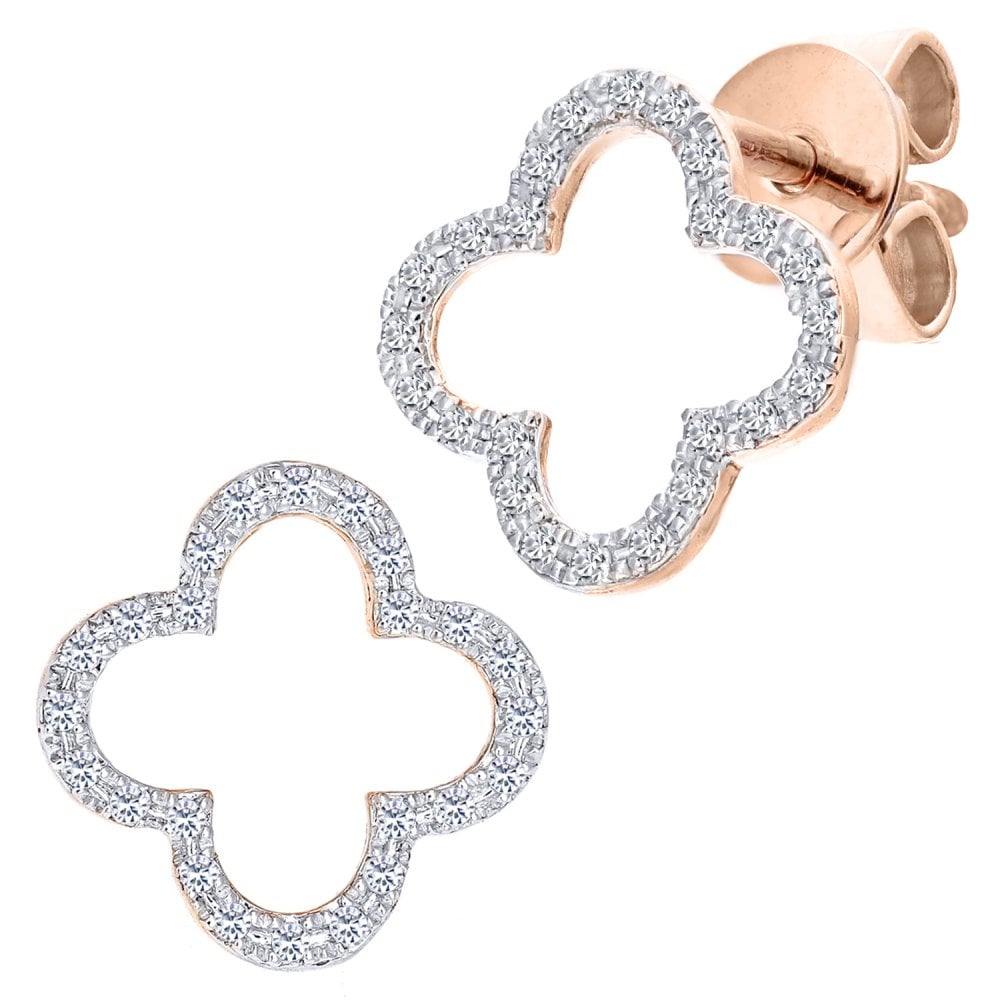 SPARKLD 9ct Rose Gold 0.10ct Diamond Flower Stud Earrings