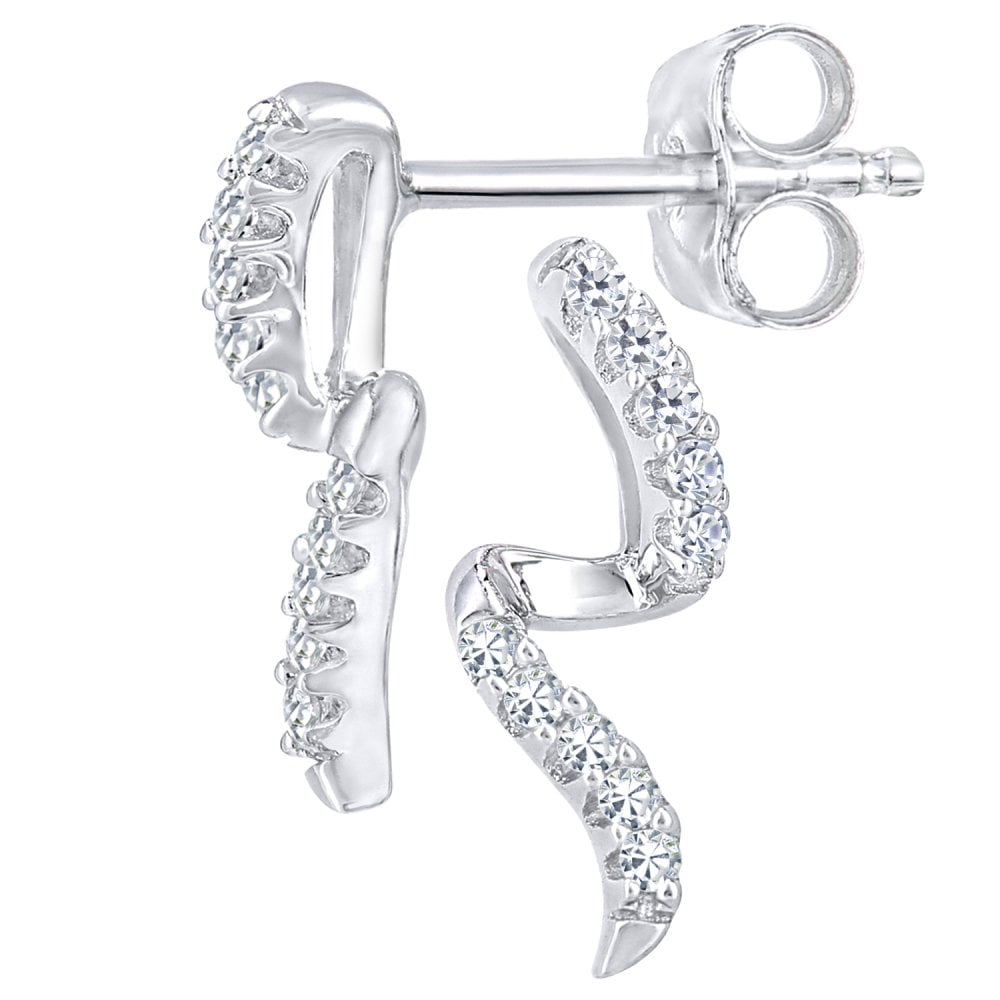 SPARKLD 9ct White Gold 0.07ct Diamond Twist Drop Earrings