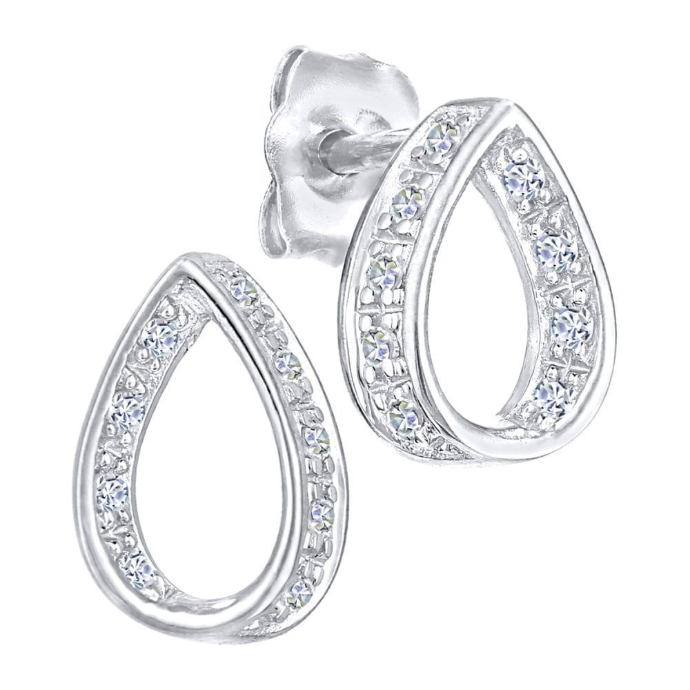 SPARKLD 9ct White Gold 0.07ct Diamond Teardrop Stud Earrings