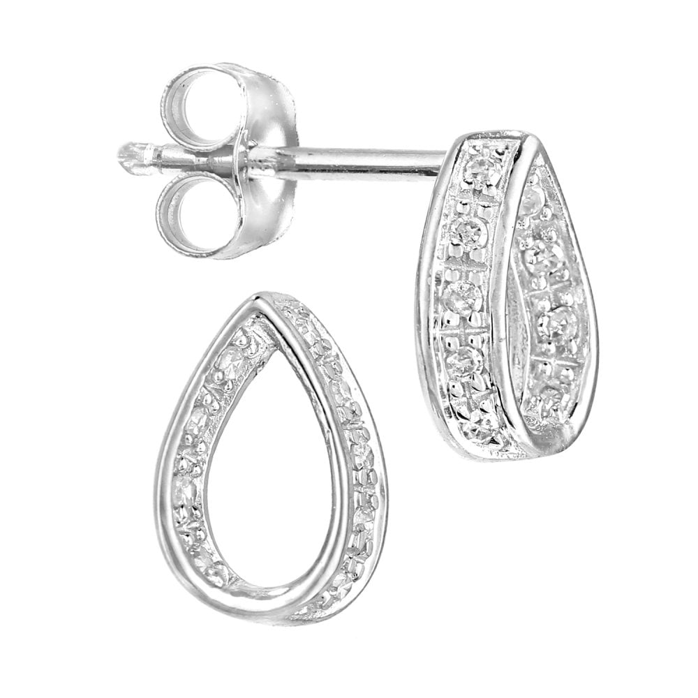 SPARKLD 9ct White Gold 0.07ct Diamond Teardrop Stud Earrings