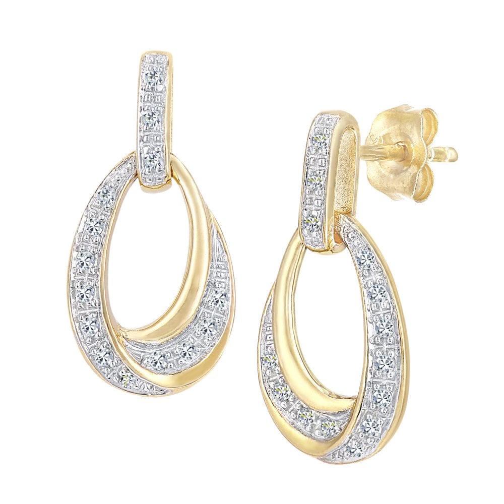 SPARKLD 9ct Yellow Gold 0.10ct Diamond Drop Earrings