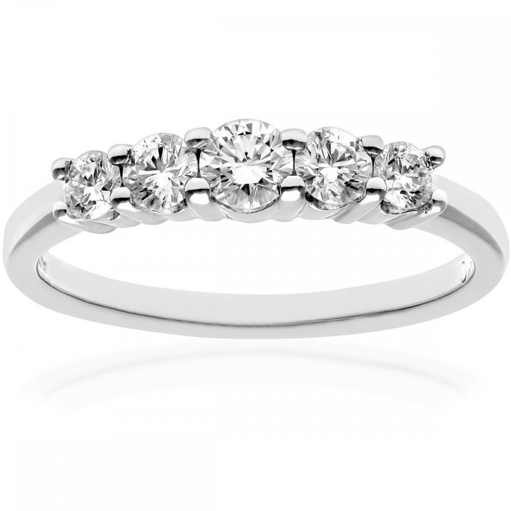 SPARKLD Platinum 5 stone Eternity Ring, H/SI Certified 0.50ct Round Brilliant Diamonds