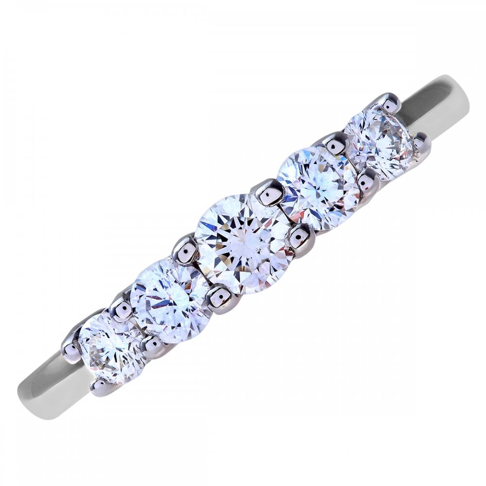 SPARKLD Platinum 5 stone Eternity Ring, H/SI Certified 0.50ct Round Brilliant Diamonds