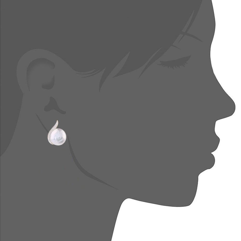 SPARKLD 9ct Yellow Gold Cultured Pearl And 0.01ct Diamond Stud Earrings