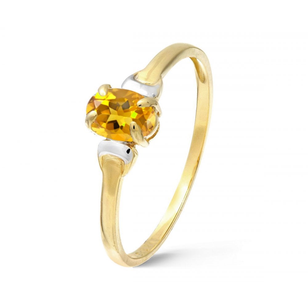 SPARKLD 9ct Yellow and White Gold Citrine Ring