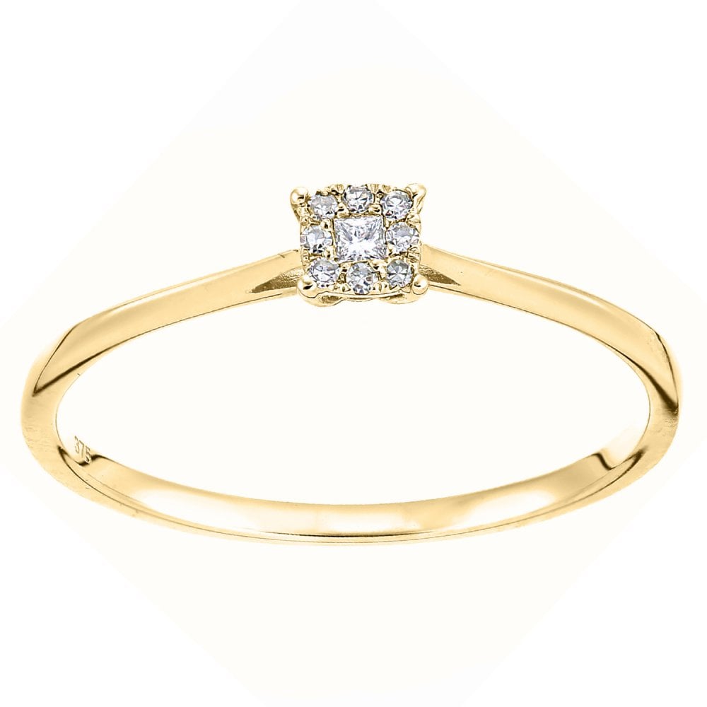 SPARKLD 9ct Yellow Gold And 0.07ct Diamond Ring