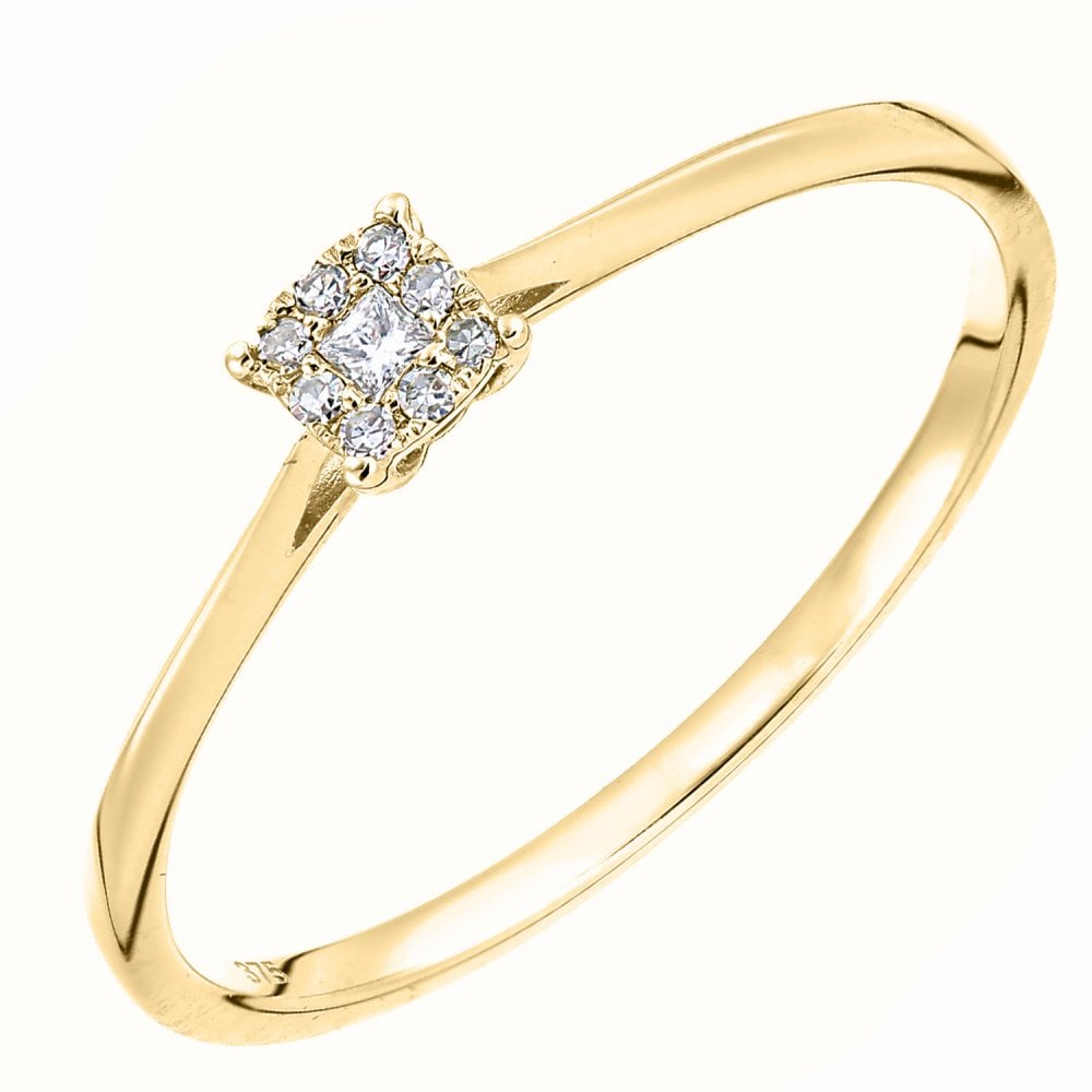 SPARKLD 9ct Yellow Gold And 0.07ct Diamond Ring