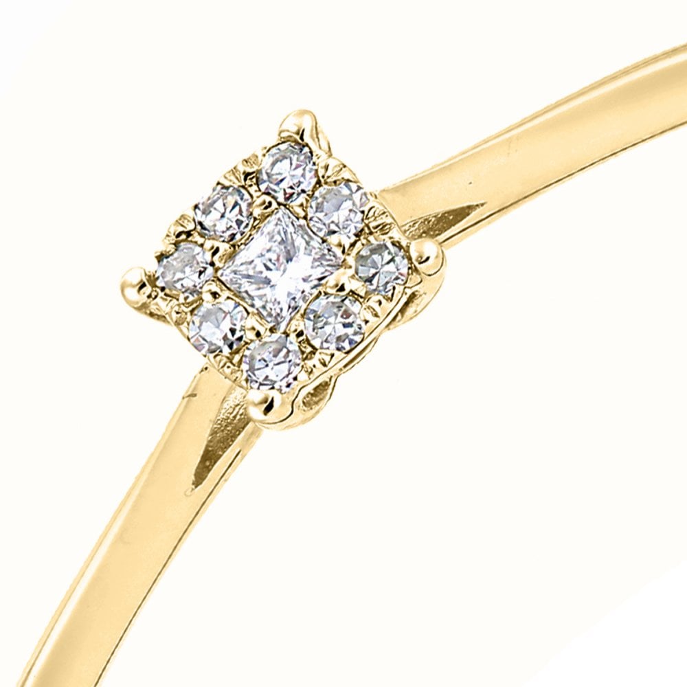 SPARKLD 9ct Yellow Gold And 0.07ct Diamond Ring