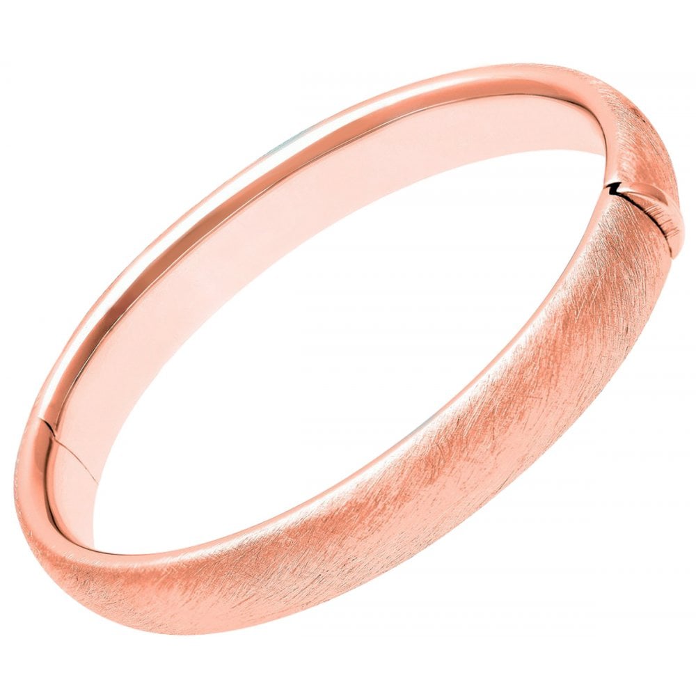 SPARKLD Rose Gold Plated Silver Frosted Domed Bangle of Diameter 60 mm