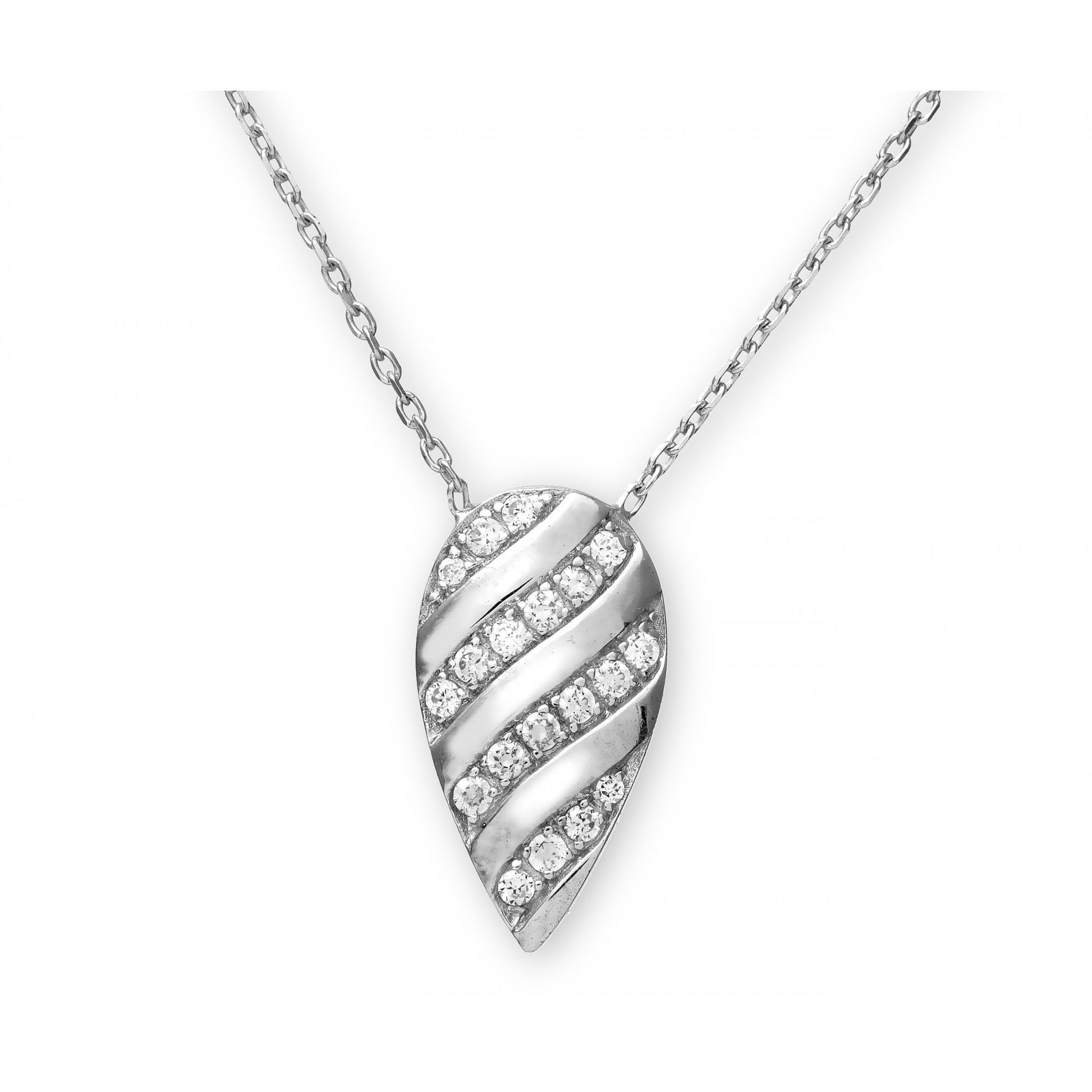 SPARKLD Sterling Silver Cubic Zirconia Teardrop Pendant and 42 cm Chain