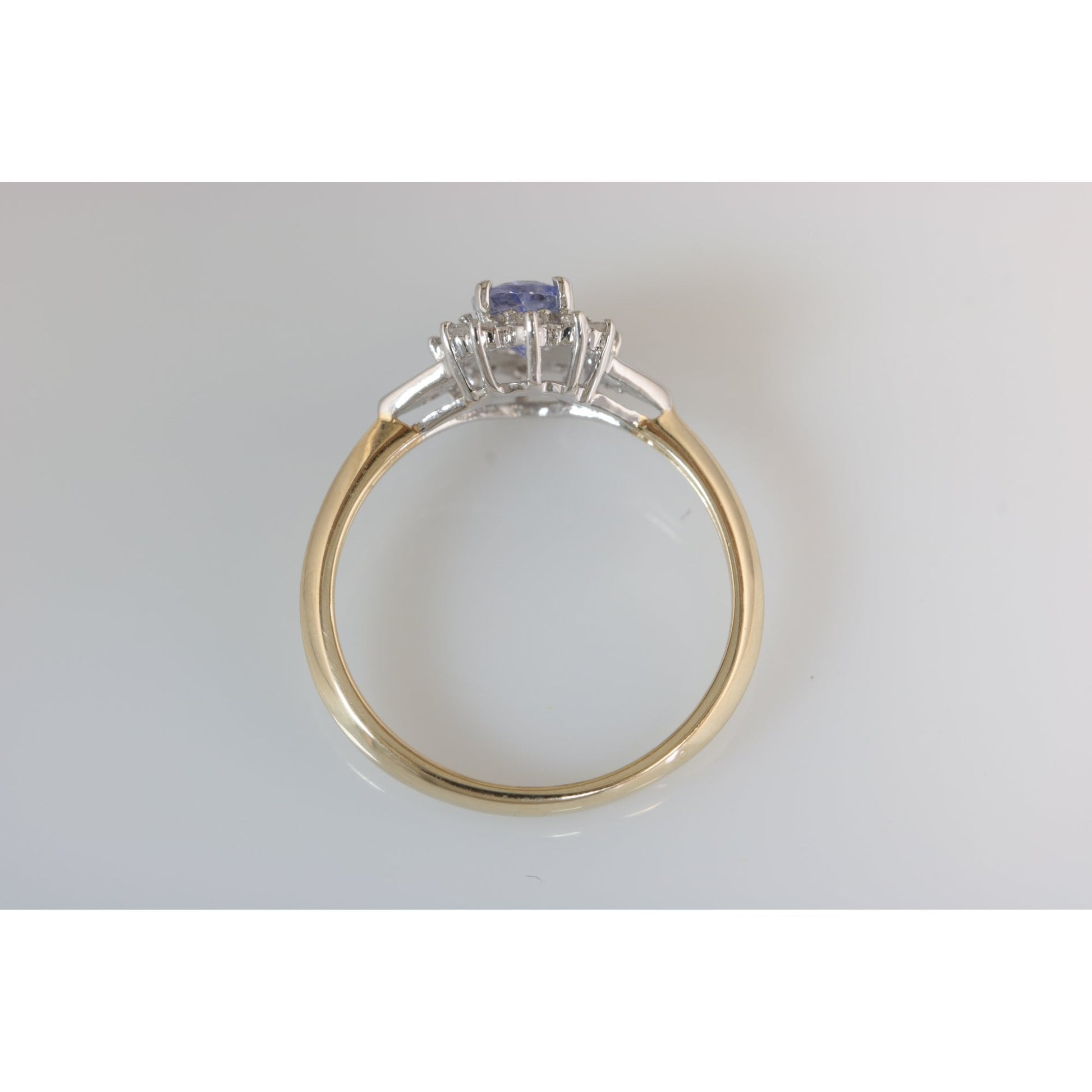 9ct Yellow And White Gold Sapphire 0.50ct And Diamond 0.07ct Cluster Ring