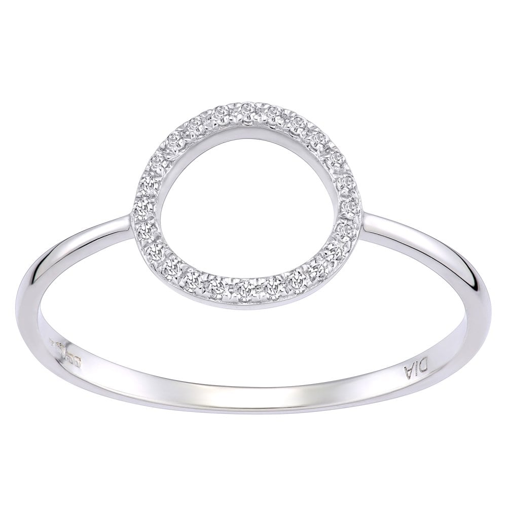 SPARKLD 9ct White Gold 0.07ct Diamond Circle Dress Ring