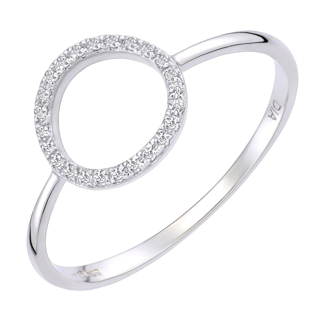 SPARKLD 9ct White Gold 0.07ct Diamond Circle Dress Ring