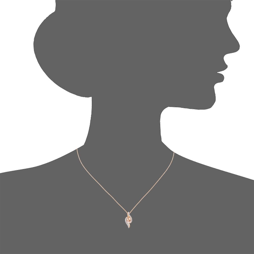 SPARKLD 9ct Rose Gold Morganite and 0.05ct Diamond Pendant and Chain