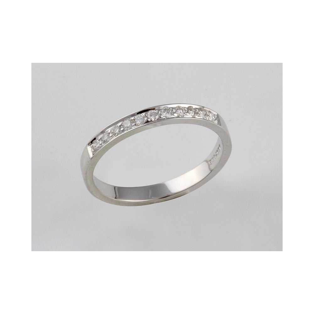 Bespoke 9ct White Gold Pave Set Diamond Half Eternity Ring 0.19ct