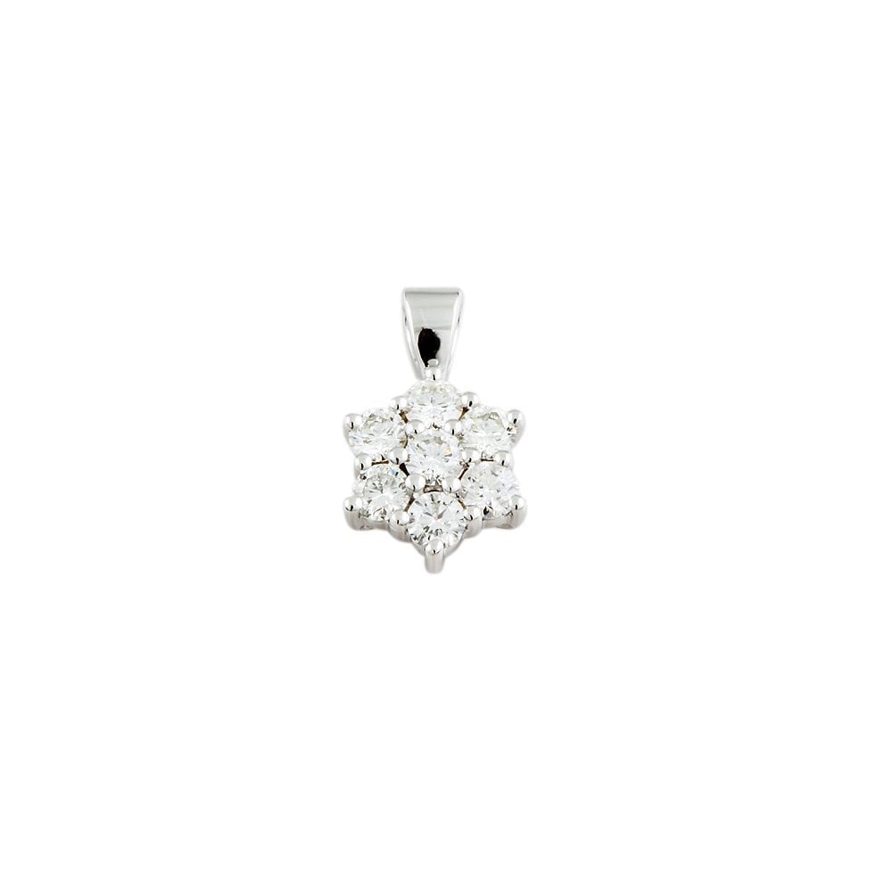 9ct White Gold 0.50ct Round Brilliant Cut Diamonds Cluster Pendant
