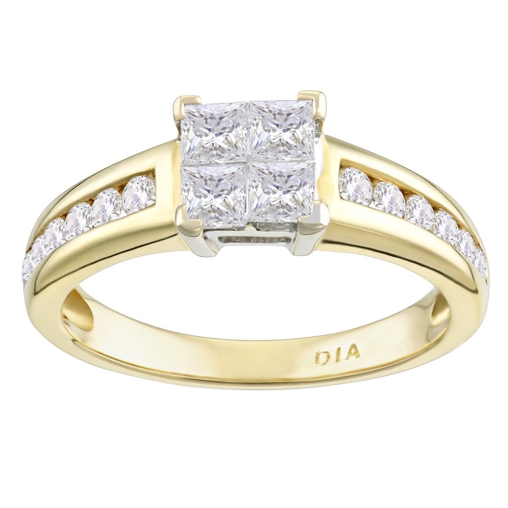 SPARKLD 18ct Yellow Gold 0.75ct Diamond Engagement Ring With Diamond Shoulders