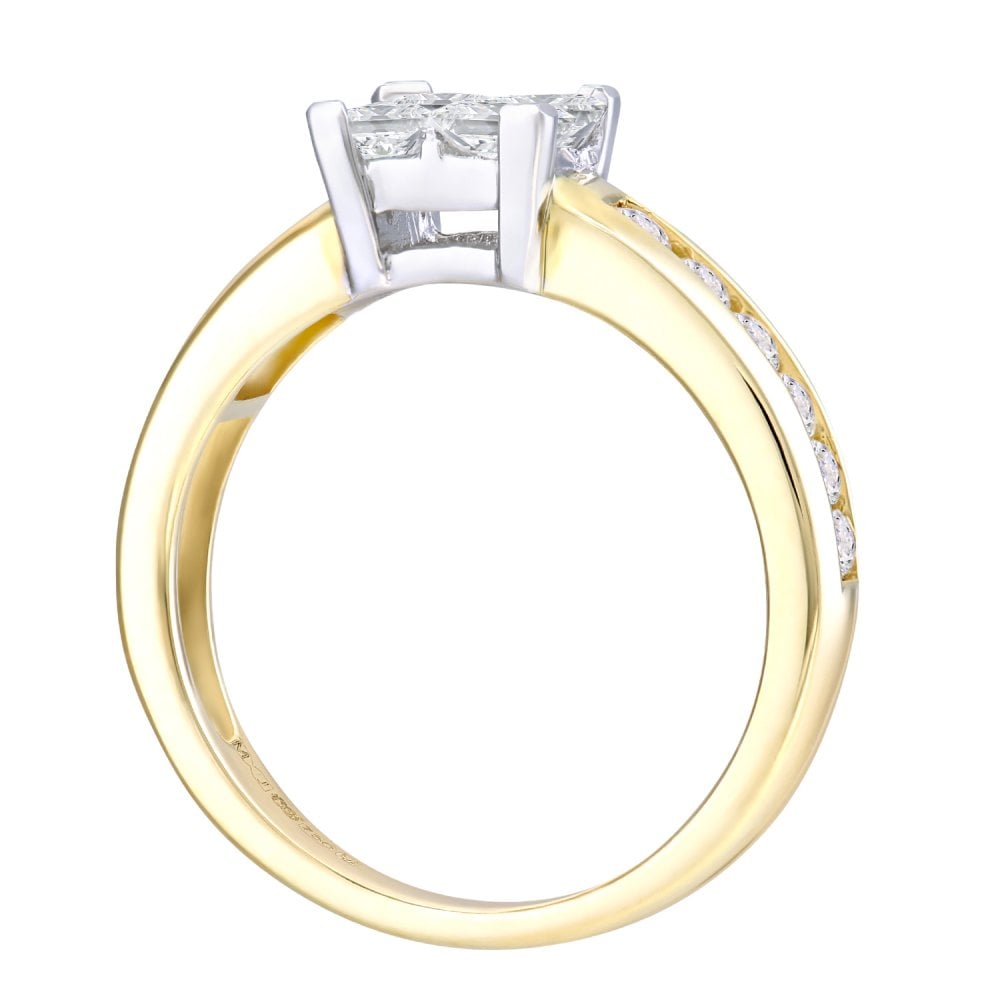 SPARKLD 18ct Yellow Gold 0.75ct Diamond Engagement Ring With Diamond Shoulders