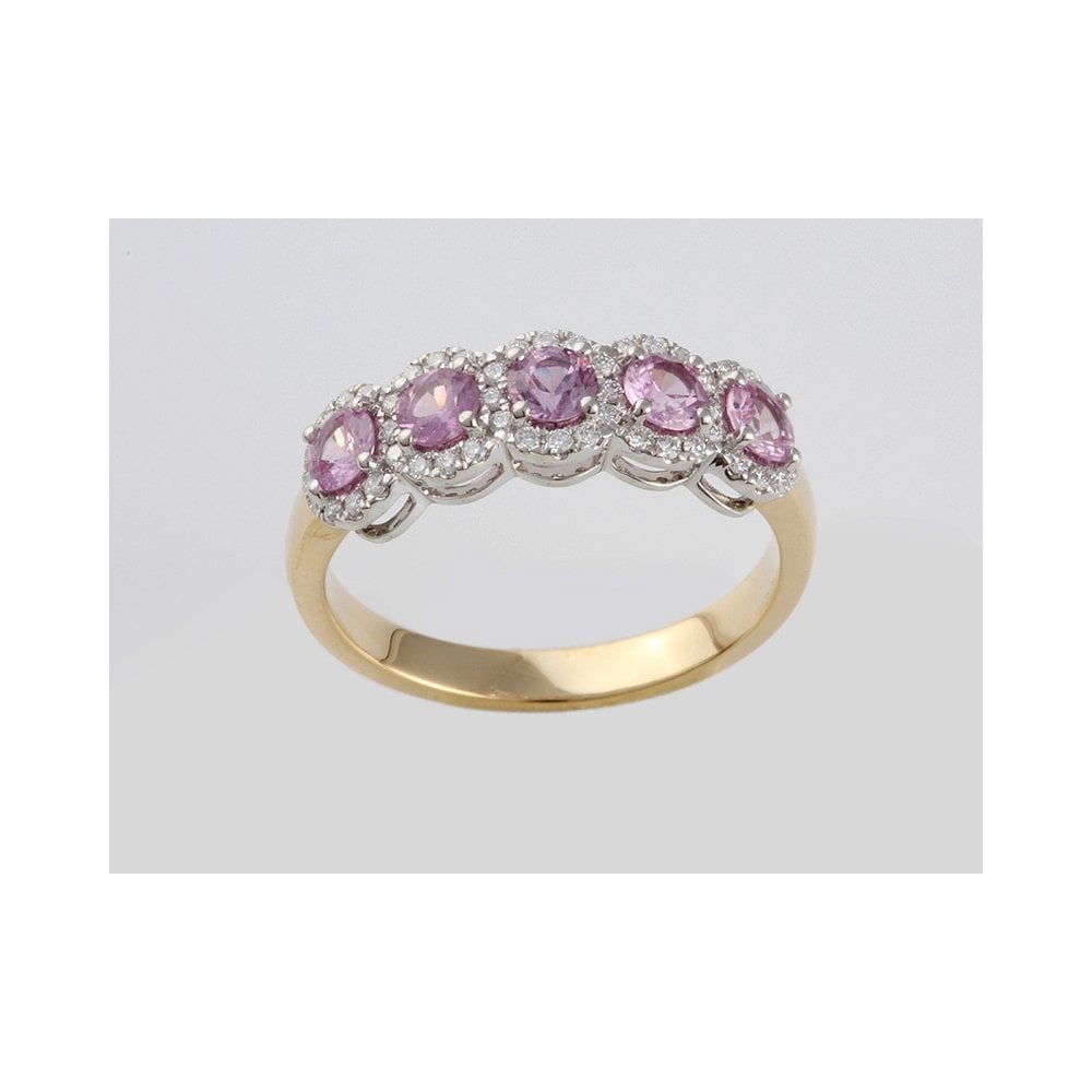 18ct Yellow And White Gold Pink Sapphire 0.84ct And Diamond 0.22ct Dress Ring