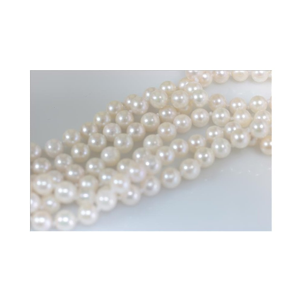 Knotted three strand Akoya pearl necklace with 9ct yellow gold clasp 16 inch to 18 inch strands