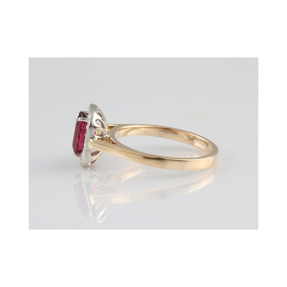 9ct Yellow And White Gold Tourmaline 0.93ct And Diamond 0.22ct Cluster