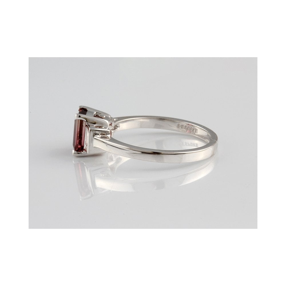 Bespoke 18ct White Gold Tourmaline 1.14ct And Diamond 0.20ct Three Stone Ring