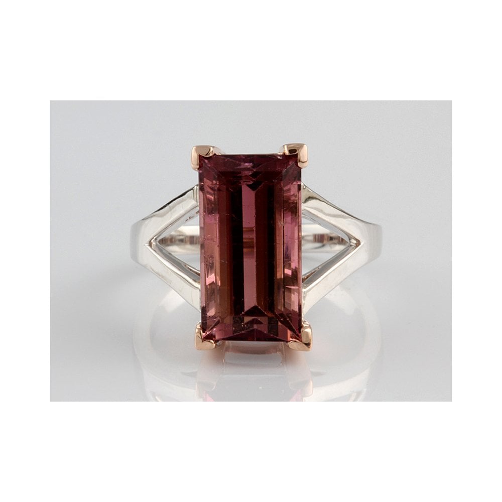 Bespoke 9ct White And Rose Gold Single Stone Tourmaline Ring 6.45ct
