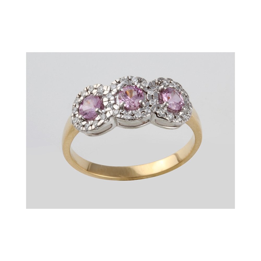 18ct Yellow And White Gold Pink Sapphire 0.67ct and Diamond 0.15ct Dress Ring