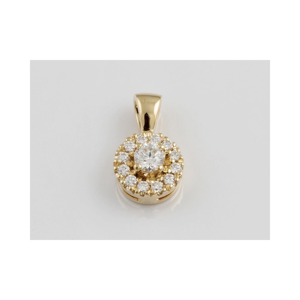 9ct Yellow Gold 0.42ct Round Brilliant Cut Diamonds Cluster Pendant
