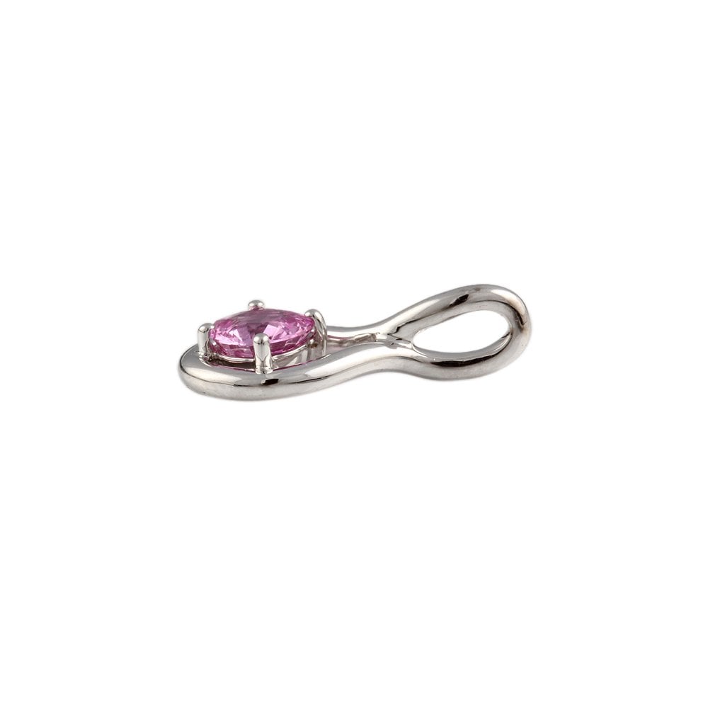 9ct White Gold 1.09ct Round Pink Sapphire Single Stone Drop Pendant