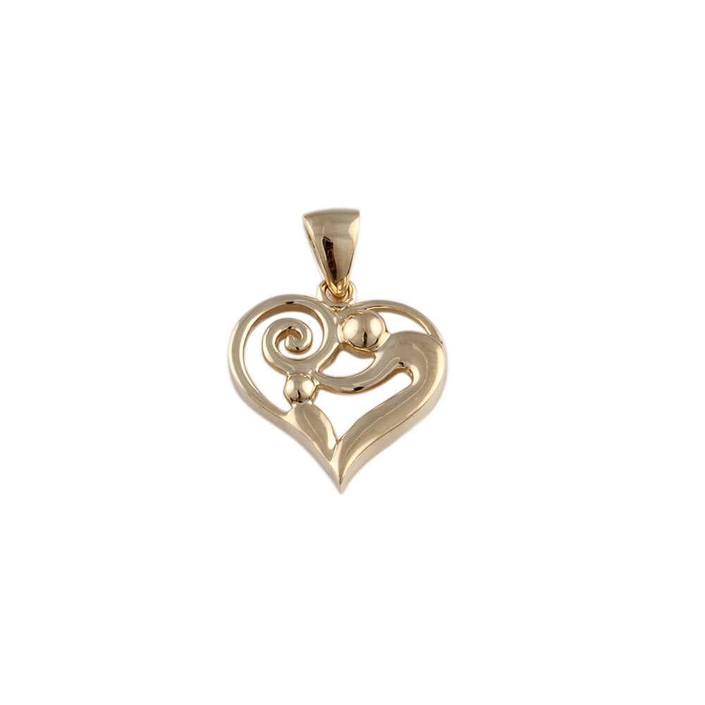 9ct Yellow Gold Heart Shape Mother and Child Solid Gold Pendant