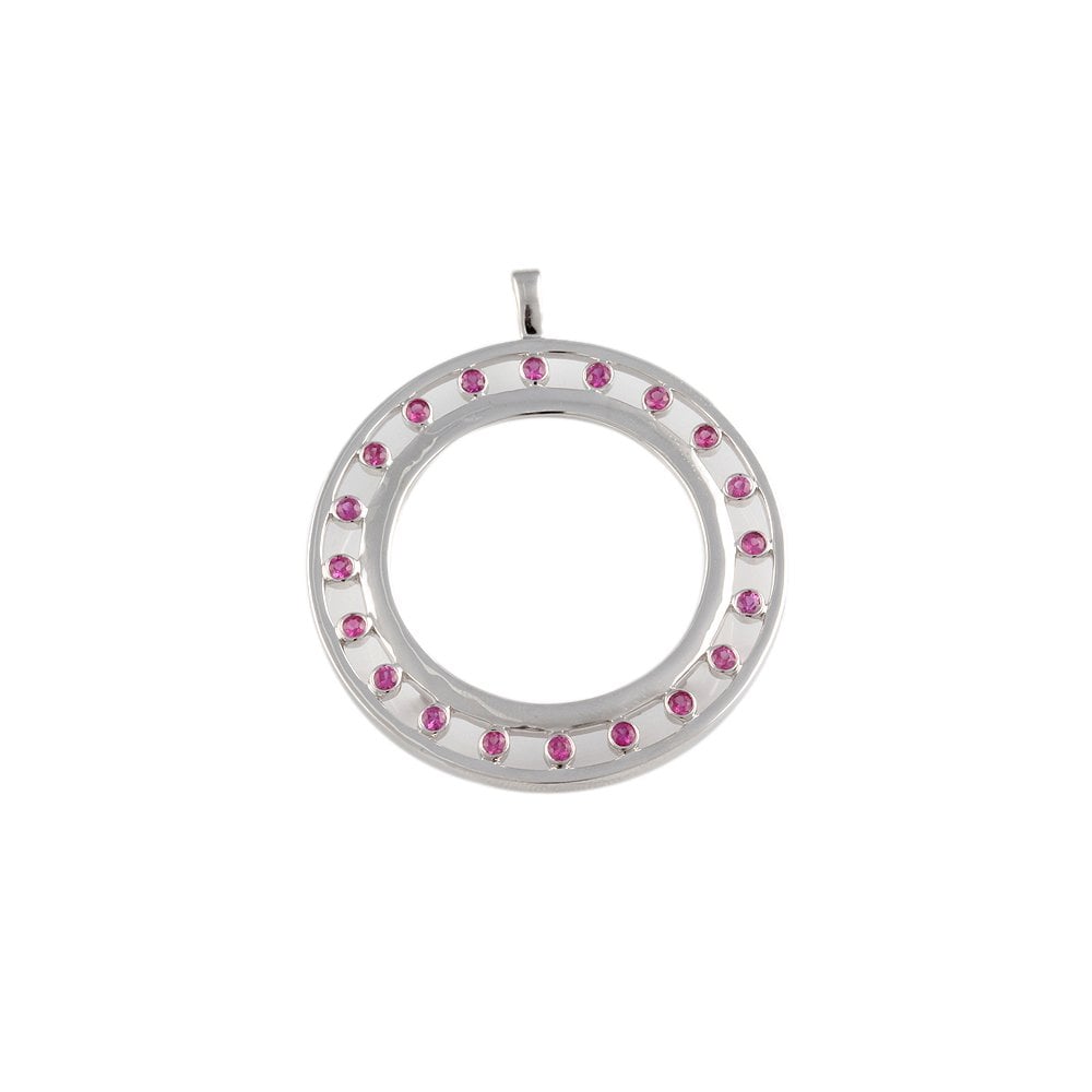 9ct White Gold 1.55ct Round Rubies Circle Pendant
