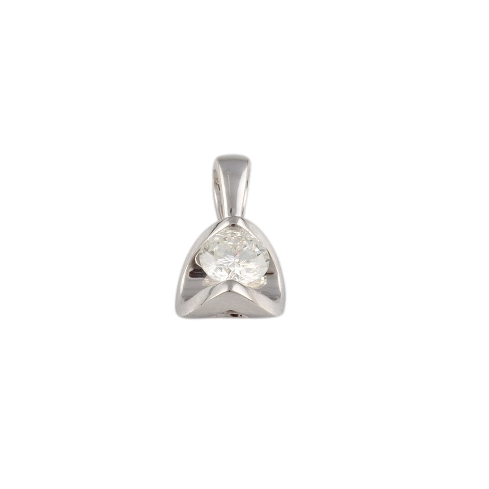 9ct White Gold 0.40ct Round Brilliant Cut Diamond Solitaire Pendant