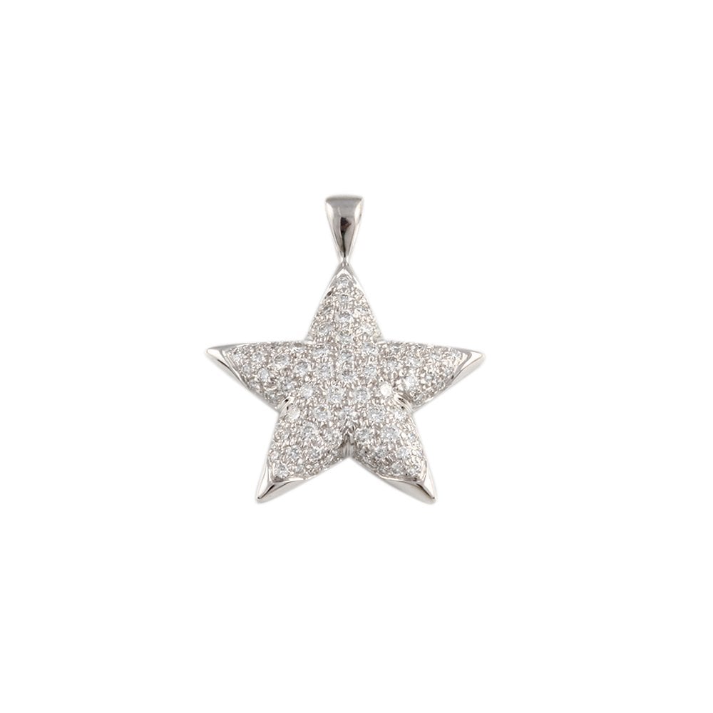 9ct White Gold 1.10ct Round Brilliant Cut Diamonds Star Pendant