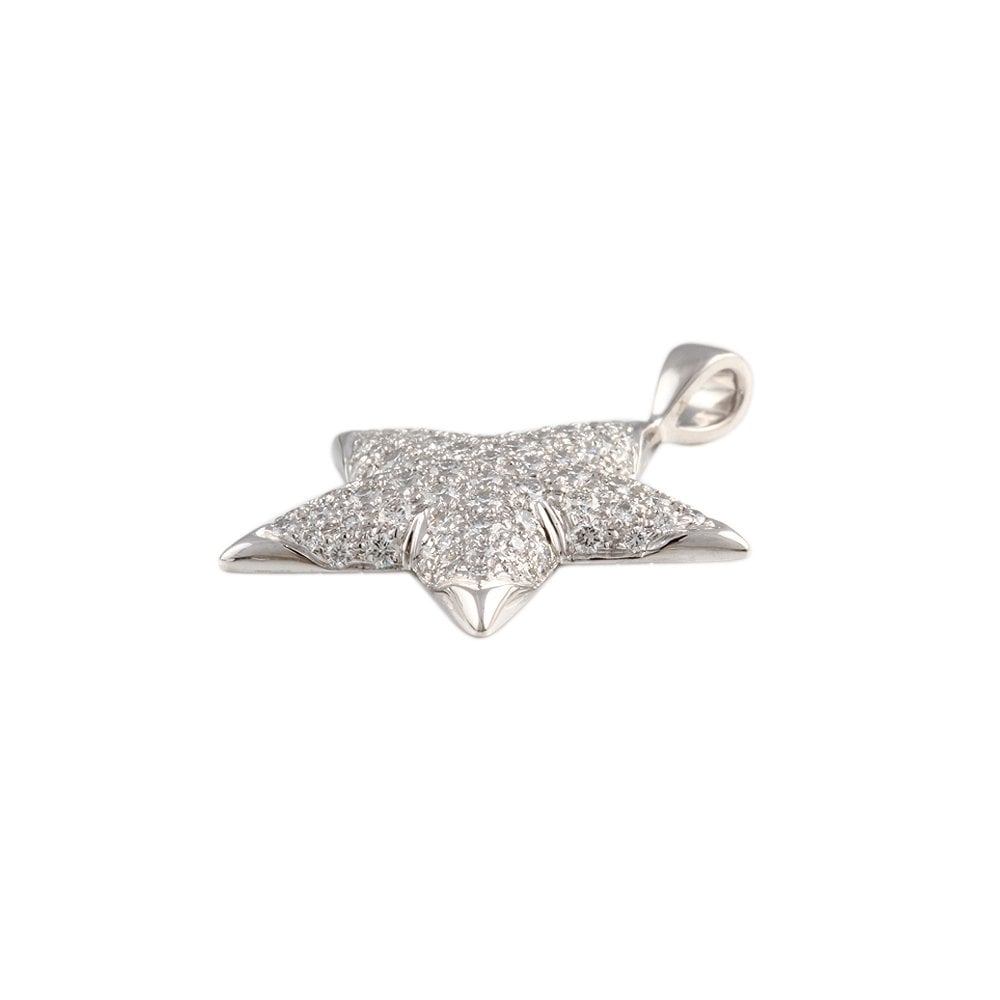 9ct White Gold 1.10ct Round Brilliant Cut Diamonds Star Pendant