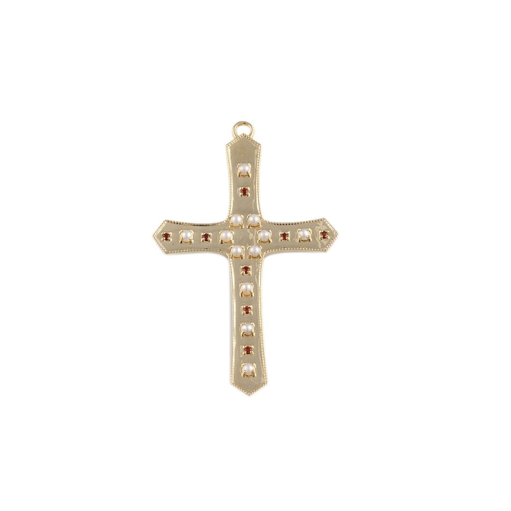 9ct Yellow Gold 0.15ct Round Garnets and 1.45ct Round Pearls Pendant